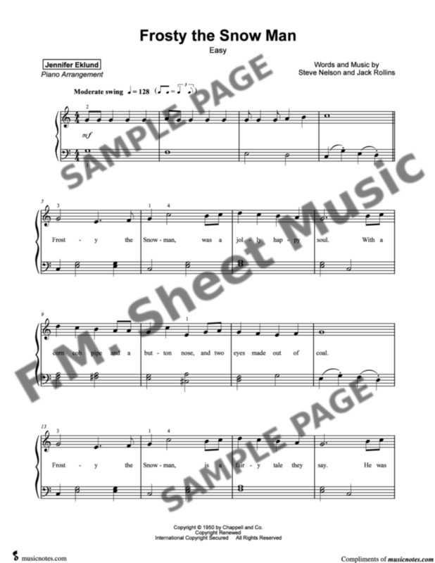 Frosty the Snowman (Easy Piano) By Jimmy Durante - F.M. Sheet Music ...